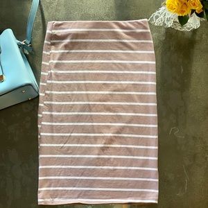 Rose Pink & White Stripe Pencil Skort